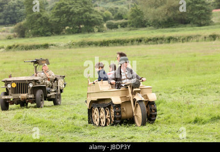 10th June 2017 - German Kettenkrad at the War and peace show at Wraxall in North Somerset. England. 1/2 track motorcycle Stock Photo