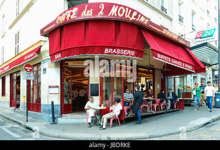 The Cafe des 2 Moulins French for 'Two Windmills' is a cafe in the Montmartre, Paris, France. Stock Photo