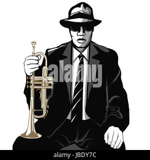 Jazz trumpet player - vector illustration Stock Vector Image & Art - Alamy
