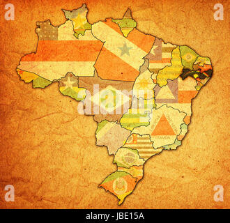 pernambuco state on admistration map of brazil with flags Stock Photo