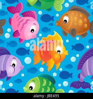 Fish theme seamless background 2 - picture illustration. Stock Photo