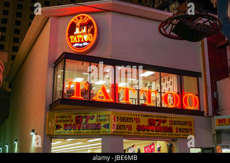 Tattoo studio in Las Vegas Downtown - LAS VEGAS - NEVADA Stock Photo