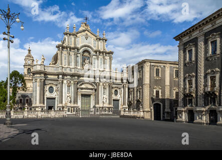 Cathedral of Santa Agatha at Piazza del Duomo (Cathedral Square) - Catania, Sicily, Italy Stock Photo