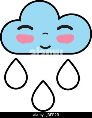 kawaii nice happy cloud raining Stock Vector Image & Art - Alamy