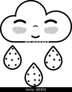 line kawaii nice happy cloud raining Stock Vector Image & Art - Alamy