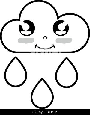 line kawaii nice happy cloud raining Stock Vector Image & Art - Alamy