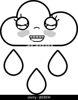 line kawaii nice happy cloud raining Stock Vector Image & Art - Alamy