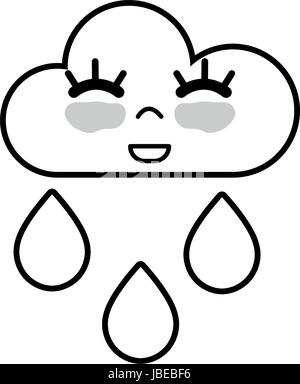 line kawaii nice happy cloud raining Stock Vector Image & Art - Alamy
