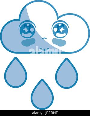 silhouette kawaii nice tender cloud raining Stock Vector Image & Art ...