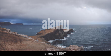 neist point lighthouse in scotland - panoramic shot Stock Photo