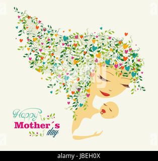 Cute Happy Mothers Day Woman And Baby Background Vector Illustration Stock Photo Alamy