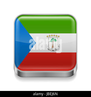 Metal square icon with flag colors of Equatorial Guinea Stock Photo