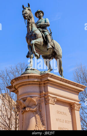 General Winfield Scott Hancock Equestrian Statue Civil War Memorial Pennsylvania Avenue Washington DC.  Created by Henry Ellicot and dedicated in 1896. Stock Photo