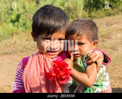 Young boys, Sakwa village, Meghalaya, India Stock Photo