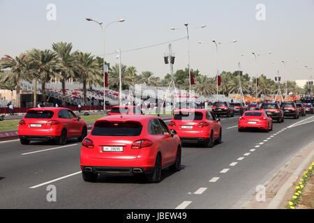 Military parade in Doha at the National Day. Qatar, Middle East Stock Photo