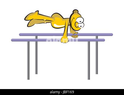 Artistic Gymnastics Athlete in parallel bars. Cartoon Olympics Summer Games Stock Vector