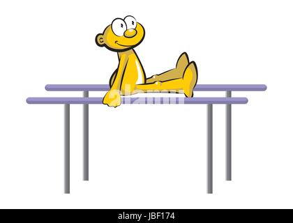 Artistic Gymnastics Athlete in parallel bars. Cartoon Olympics Summer Games Stock Vector