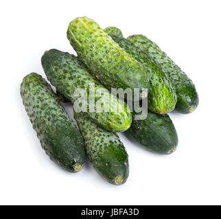 Heap of cucumbers isolated on white background Stock Photo