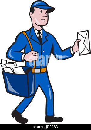 Illustration of a postman mailman delivery worker delivering parcel ...