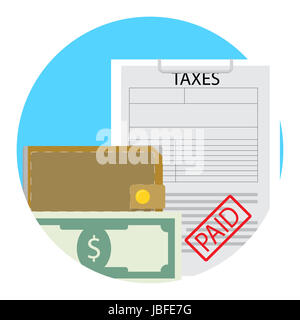 Taxes paid, money saved icon flat. Savings and save money concept, vector illustration Stock Photo