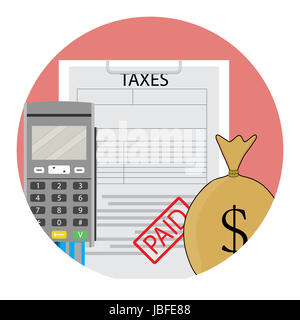 Tax year paid icon app flat. Year end, tax profit account, vector illustration Stock Photo