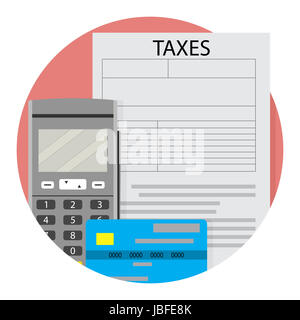 Remote taxation icon app flat. Vector banking tax budget, illustration of monthly tax service Stock Photo