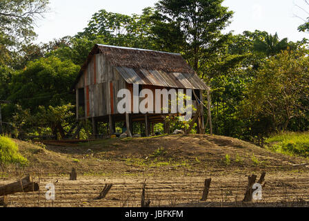 Peru, Peruvian Amazonas landscape. The photo present typical indian tribes settlement in Amazon Stock Photo