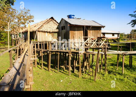 Peru, Peruvian Amazonas landscape. The photo present typical indian tribes settlement in Amazon Stock Photo