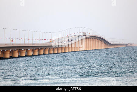 King Fahd Causeway over the Gulf of Bahrain between Kingdom of Bahrain and Kingdom of Saudi Arabia Stock Photo