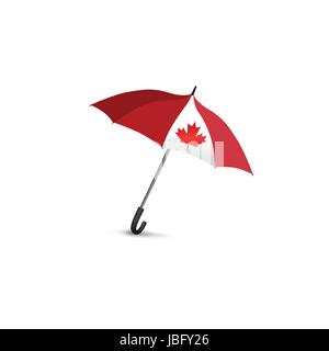 Canada flag colored umbrella. Travel Canada sign Fashion accessory isolated Stock Vector