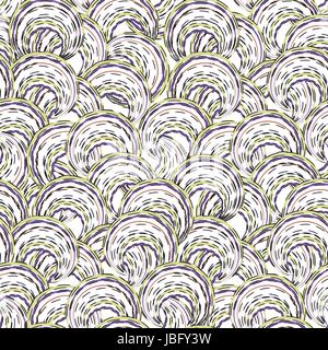 Abstract ripple line circle seamless pattern. Wavy swirl ornamental background Stock Vector