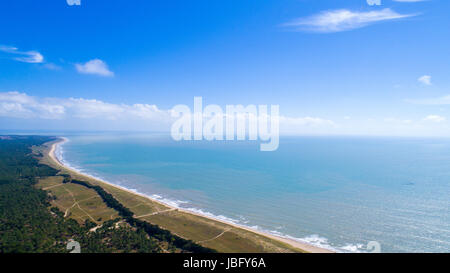 Aerial panorama on La Barre de Monts coast in Vendée, France Stock Photo