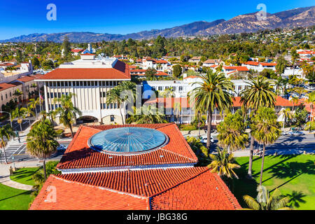 Court House Administration Buildings Orange Roofs Houses Mission Mountains Santa Barbara California Stock Photo