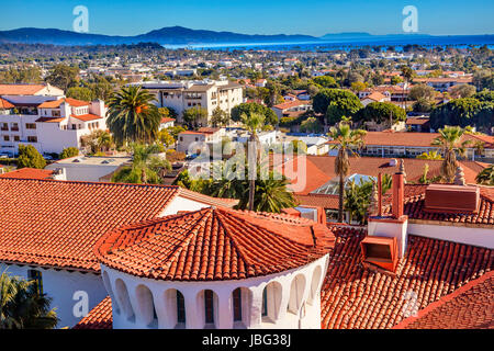 Court House Buildings Orange Roofs Pacific Oecan Santa Barbara California Stock Photo