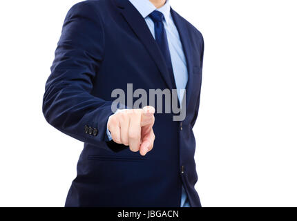 Businessman finger touching front Stock Photo
