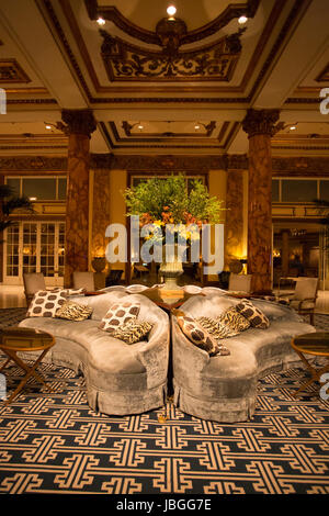 CALIFORNIA, SAN FRANCISCO, AUGUST 26: Detail of the Interior Fairmont Hotel in San Francisco at night in 2012 Stock Photo