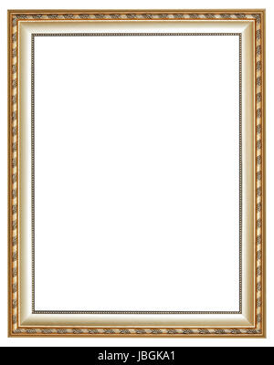 vertical ancient silver classic wooden picture frame with cut out canvas isolated on white background Stock Photo