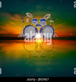 abstract music background with sunrise drum kit and sunrise Stock Photo ...