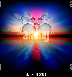 abstract music background with sunrise drum kit and sunrise Stock Photo ...