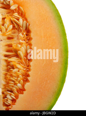 Side Of An Orange Honeydew Melon Isolated On White Background Stock Photo