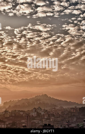 Clouds and dusk over Kathmandu in Nepal Stock Photo