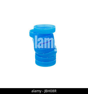 Two plastic bottle caps, macro, isolated on white background Stock ...