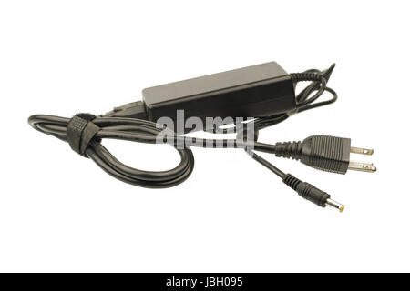 Laptop AC adapter charger isolated on white background Stock Photo