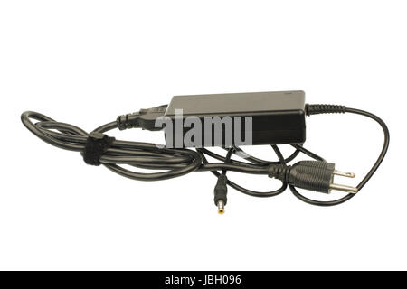 Laptop AC adapter charger isolated on white background Stock Photo