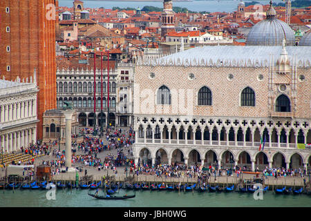 Piazzetta San Marco with Palazzo Ducale and St Mark's Campanile in Venice, Italy. Venice is one of the most important tourist destinations in the worl Stock Photo