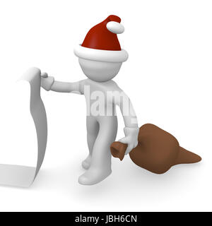 Santa Claus with a long wishlist Stock Photo