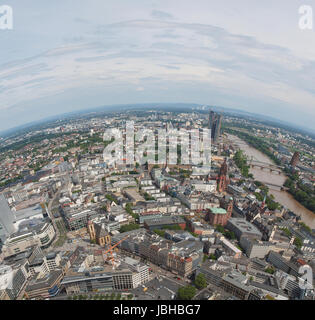 FRANKFURT AM MAIN, GERMANY - JUNE 3, 2013: Aerial view of the city centre with the largest business district in Europe Stock Photo