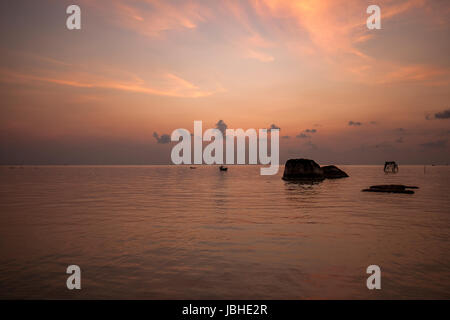 Sunrise Ham Ninh fishing village in Phu Quoc island of Viet Nam Stock Photo