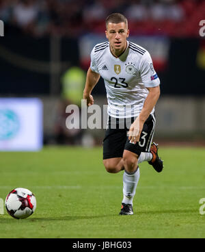 Nuremberg, Germany. 10th June, 2017. Germany's Diego Demme in action during the World Cup qualifying group C soccer match between Germany and San Marino in Nuremberg, Germany, 10 June 2017. - NO WIRE SERVICE - Photo: Thomas Eisenhuth/dpa-Zentralbild/ZB/dpa/Alamy Live News Stock Photo