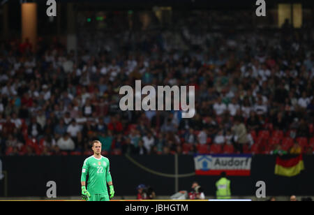 Nuremberg, Germany. 10th June, 2017. Germany's goalkeeper Marc-Andre ter Stegen seen during the World Cup qualifying group C soccer match between Germany and San Marino in Nuremberg, Germany, 10 June 2017. Photo: Daniel Karmann/dpa/Alamy Live News Stock Photo